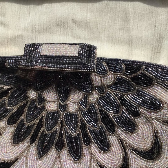 Vintage SharMark Black and Clear Beaded Clutch - Picture 2 of 13